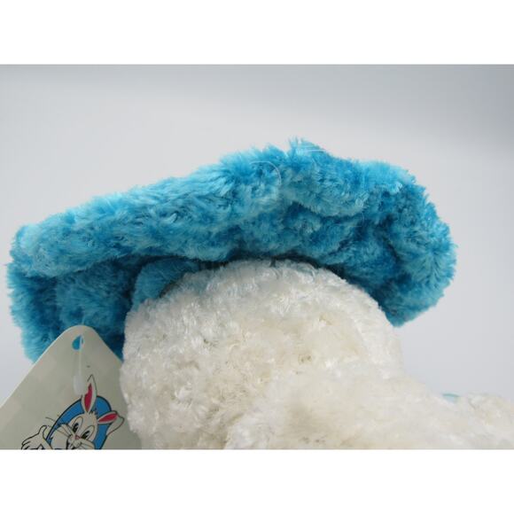 NEW w/ Tags Chenille Bunny Plush Peachtree Playthings Easter White Blue Hat - Picture 12 of 12